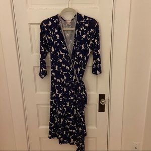 Banana Republic Navy/Black/Cream Wrap Dress -  XL